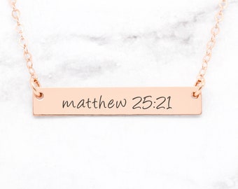 Rose Gold Bible Verse Necklace, Rose Gold Bible Jewelry, Rose Gold