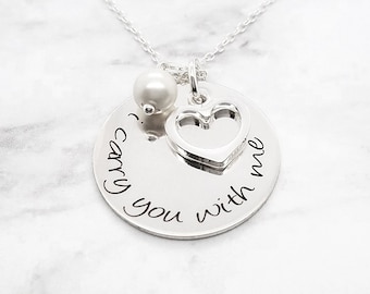 Ik draag u met mij ketting • ik draag uw hart sieraden • sterling zilver Miscarry ketting • geheugen ketting • aandenken