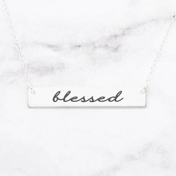 Blessed Necklace, Blessed Bar Necklace, Personalized Bar Necklace, Sterling Silver Bar Necklace, Personalized Necklace