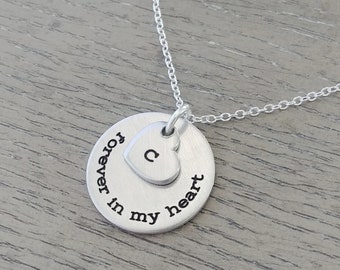 Personalized Sympathy Necklace: Forever In My Heart, Initial Charm
