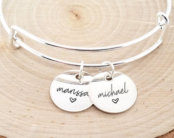 Personalized Silver Name Bangle, Silver Name Bracelet, Personalized Name Bracelet, Personalized Bracelet, Custom Engraved Bracelet
