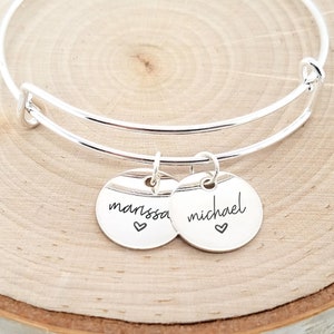 Personalized Sterling Silver Name Bangle, Silver Name Bracelet, Personalized Name Bracelet, Personalized Bracelet, Custom Engraved Bracelet image 1