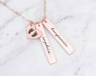 Colar com nome infantil com pegadas • Colar com nome • Colar Nana personalizado • Colar Nova Mamãe