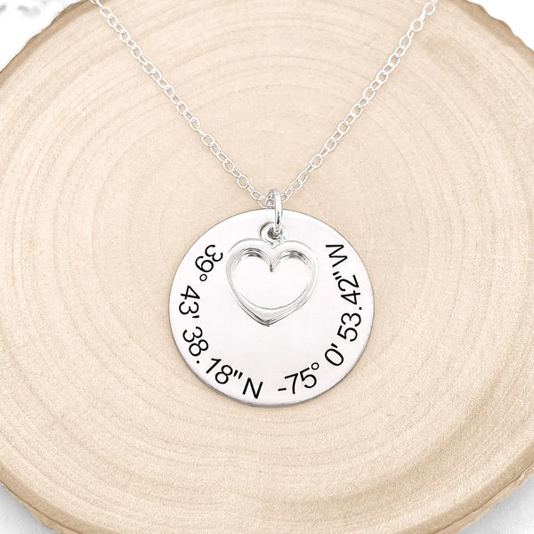 Latitude and Longitude Necklace // Coordinate Necklace // Personalized Coordinates // Custom Keepsake Gift // Personalized Location Necklace