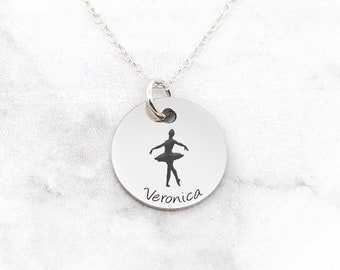 Personalisierte Ballerina Halskette: Individueller Tanz Anhänger, Ballett Schmuck