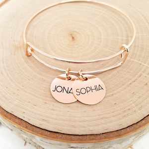 Rose Gold Bangle, Rose Gold Bracelet, Name Bracelet, Letter Bracelet, Custom Made Personalized Bracelet