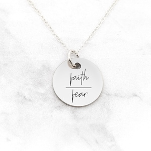 Faith Over Fear Necklace, Strength Jewelry, Faith Over Fear Quote, Motivation Necklace, Mantra Necklace, Quote Necklace