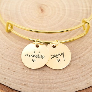 Gold Custom Bangle Bracelet, Gold Name Bracelet, Personalized Gold Bracelet, Personalized Gold Name Bangle, Custom Engraved Gold Bracelet