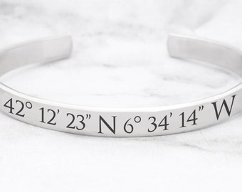 Coordinates Cuff • Coordinates Bracelet • Where We Met Bracelet • Longitude Latitude Bracelet • GPS Bracelet