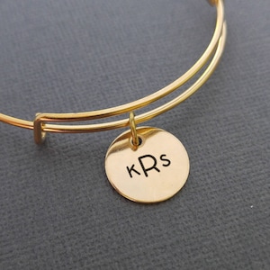 Pulsera de monograma personalizada de oro / pulsera inicial personalizada / brazalete monograma / brazalete de oro / iniciales de monograma personalizadas