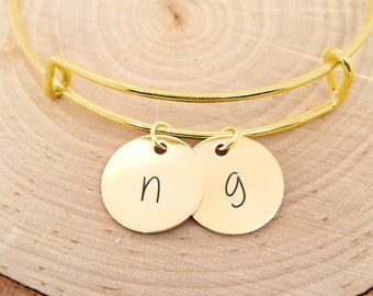 Personalized Gold Bangle Bracelet, Gold Initial Bracelet, Personalized Gold Bracelet, Custom Engraved Gold Bracelet, Gold Initial Bangle