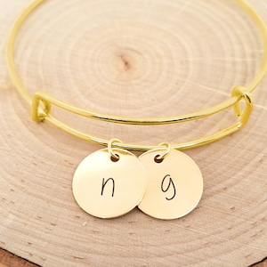 Personalized Gold Bangle Bracelet, Gold Initial Bracelet, Personalized Gold Bracelet, Custom Engraved Gold Bracelet, Gold Initial Bangle