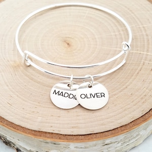 Personalized Sterling Silver Bangle Bracelet, Name Bracelet, Personalized Bracelet, Custom Engraved Bracelet, Date Bracelet, Name Bangle