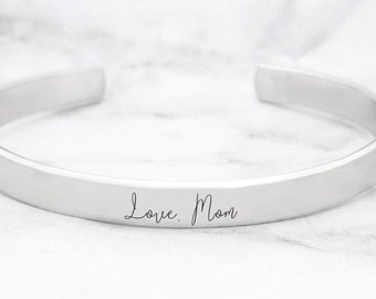 Handwriting Bracelet, Handwriting Cuff, Custom Handwriting Bracelet