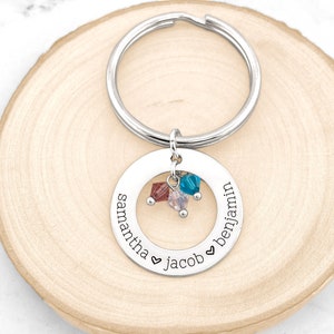 Personalized Keychain For Mom • Keychain With Kids Names and Birthstones • Gift For Mom • Mother's Day Gift • Mom Keychain