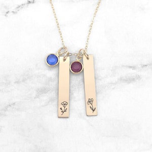 Birth Flower Necklace • Birth Month Flower Necklace • Birthstone Necklace • Necklace For Mom • Flower Birth Month Necklace