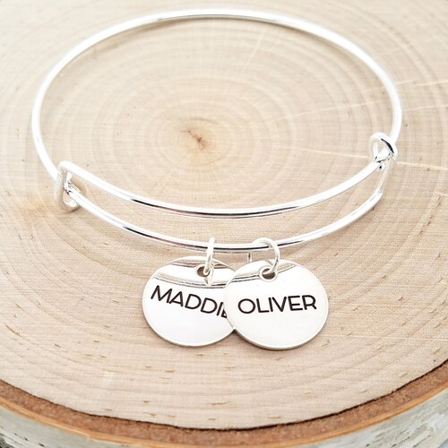 Personalized Sterling Silver Bangle Bracelet Name Bracelet Etsy