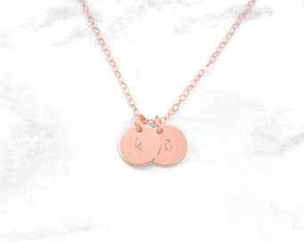 1 2 3 4 or 5 Initial Discs • Sterling Silver Initial Necklace • Rose Gold Initial Necklace • Gold Initial Necklace