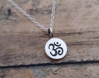 Om Necklace, Ohm Necklace,  Om Pendant, Silver Om Necklace, Yoga Necklace, Namaste Necklace, Namaste Pendant