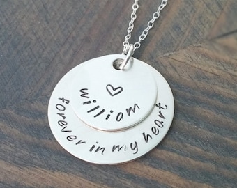 Personalized Sterling Silver Memorial Necklace: Forever in my Heart