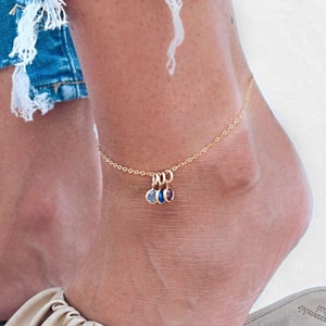Birthstone Anklet • Dainty Birthstone Anklet • Gold Birthstone Anklet • Dainty Anklet • Tiny Birthstone Anklet