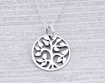 Collana in argento sterling con albero della vita - ciondolo da 14 mm