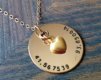 Coordinate Necklace - Personalized Latitude Longitude Necklace - Custom Keepsake Gift to Remember a Specific Location