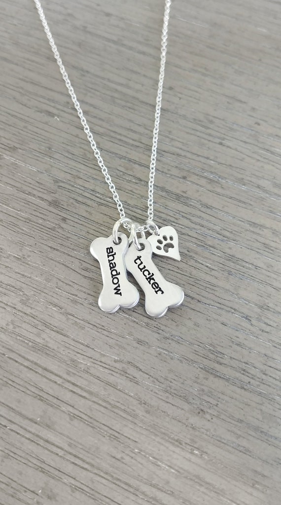 Dog Necklace Personalized // Dog Paw 