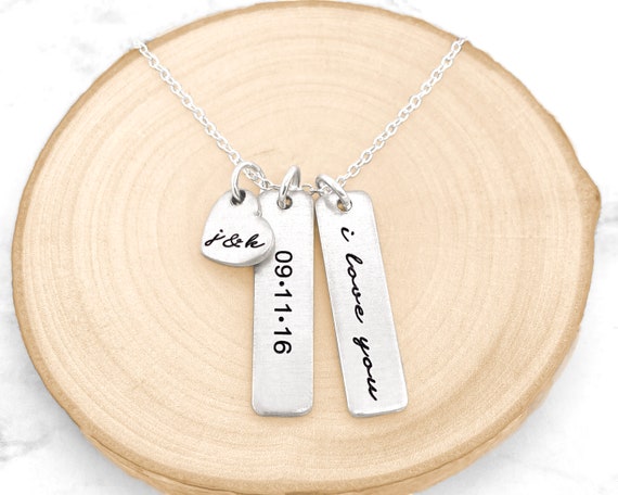 Custom Hand Stamped Name or Initial Bar Charm Custom Hand Stamped Name or Initial Bar Charm