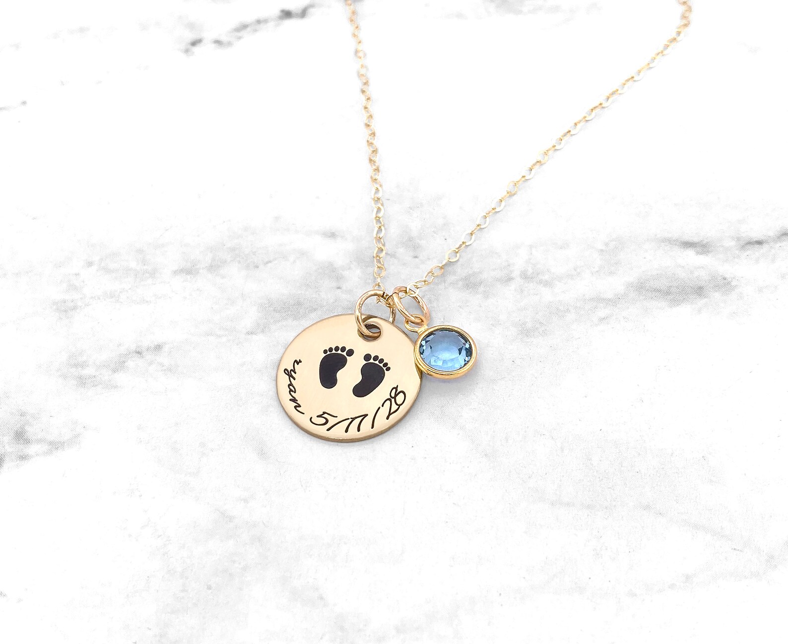 Baby feet name necklace Clearance