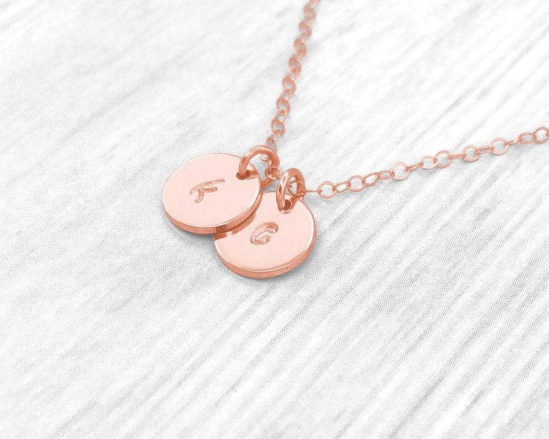 1 2 3 4 or 5 Initial Discs Sterling Silver Initial Necklace Rose Gold Initial Necklace Gold Initial Necklace image 5