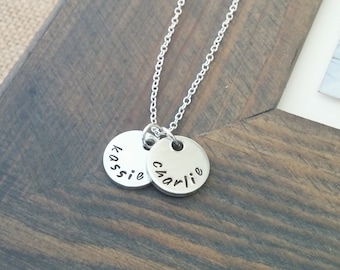 Hand Stamped Jewelry // Personalized Necklace // Necklace with Kids Names // Personalized Jewelry