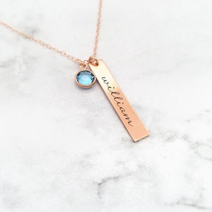 New Mom Necklace Birthstone Necklace Family Necklace Personalized Bar Necklace With Kids Names image 4