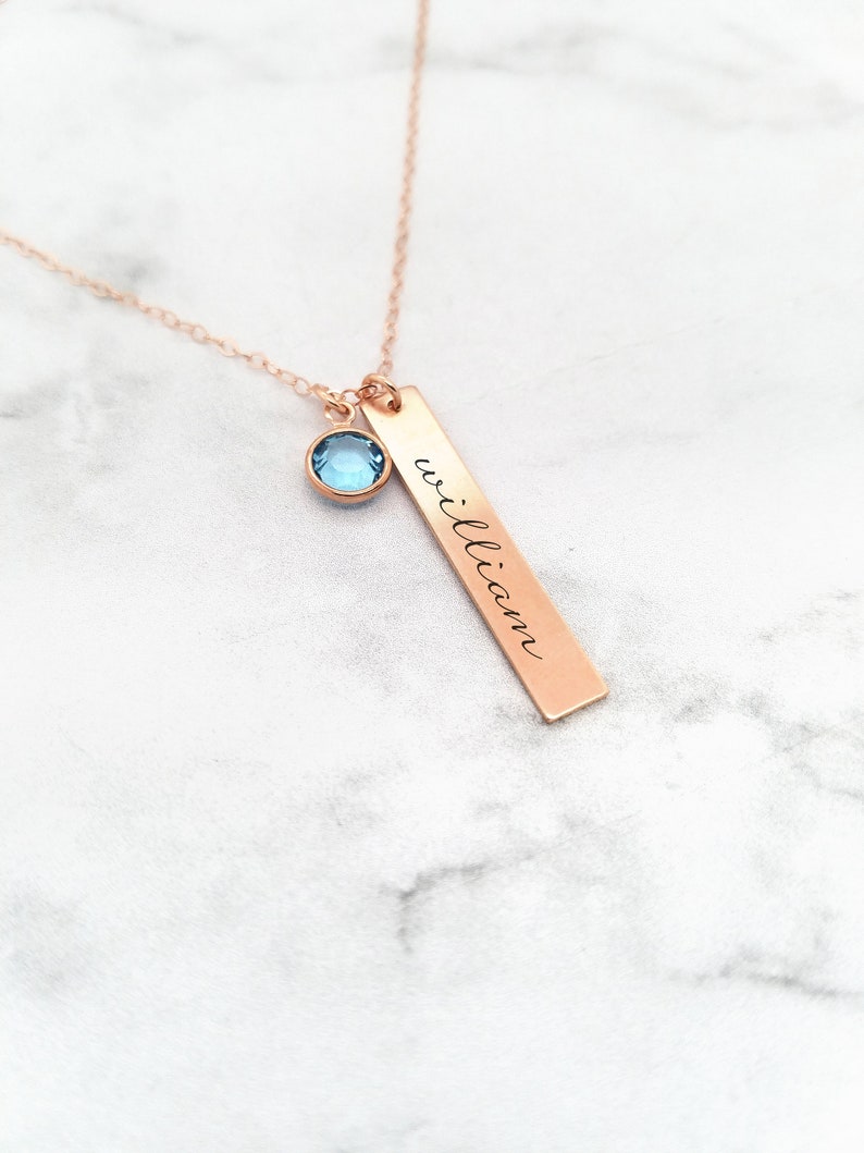 New Mom Necklace Birthstone Necklace Family Necklace Personalized Bar Necklace With Kids Names image 4