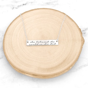 Gold She Believed She Could so She Did Necklace, Gold Quote Necklace ...