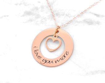 Personalized Jewelry • I Love You More Necklace • Anniversary Gift • Love Necklace • Gift for Her