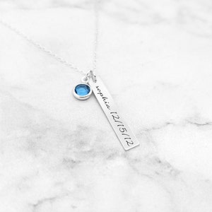 New Mom Necklace Birthstone Necklace Family Necklace Personalized Bar Necklace With Kids Names image 7