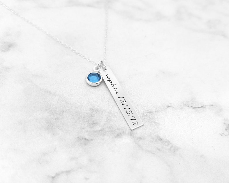 New Mom Necklace Birthstone Necklace Family Necklace Personalized Bar Necklace With Kids Names image 7