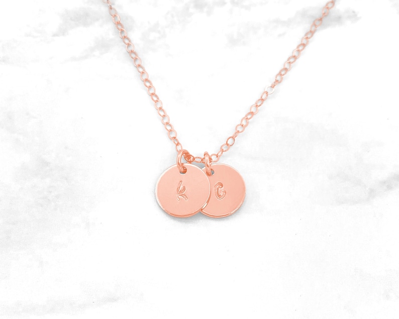 1 2 3 4 or 5 Initial Discs Sterling Silver Initial Necklace Rose Gold Initial Necklace Gold Initial Necklace image 1