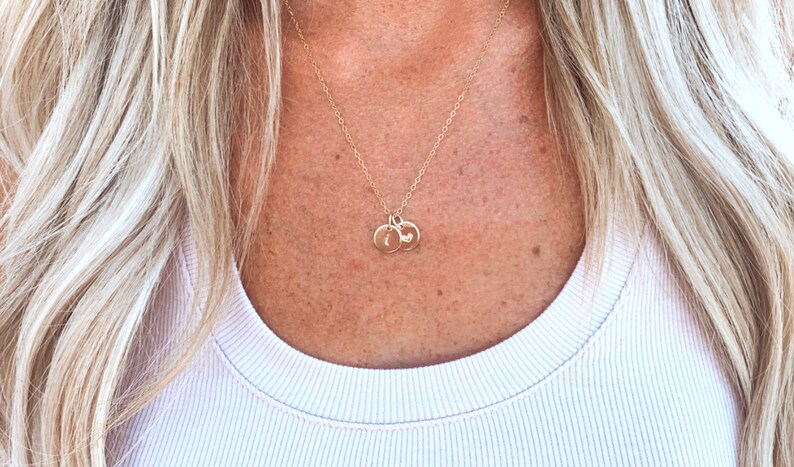 1 2 3 4 or 5 Initial Discs Sterling Silver Initial Necklace Rose Gold Initial Necklace Gold Initial Necklace image 6