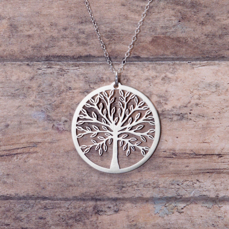 Family Tree Necklace, Tree Of Life Jewelry, Solid Sterling Silver, Exclusive GMJ Collection image 1