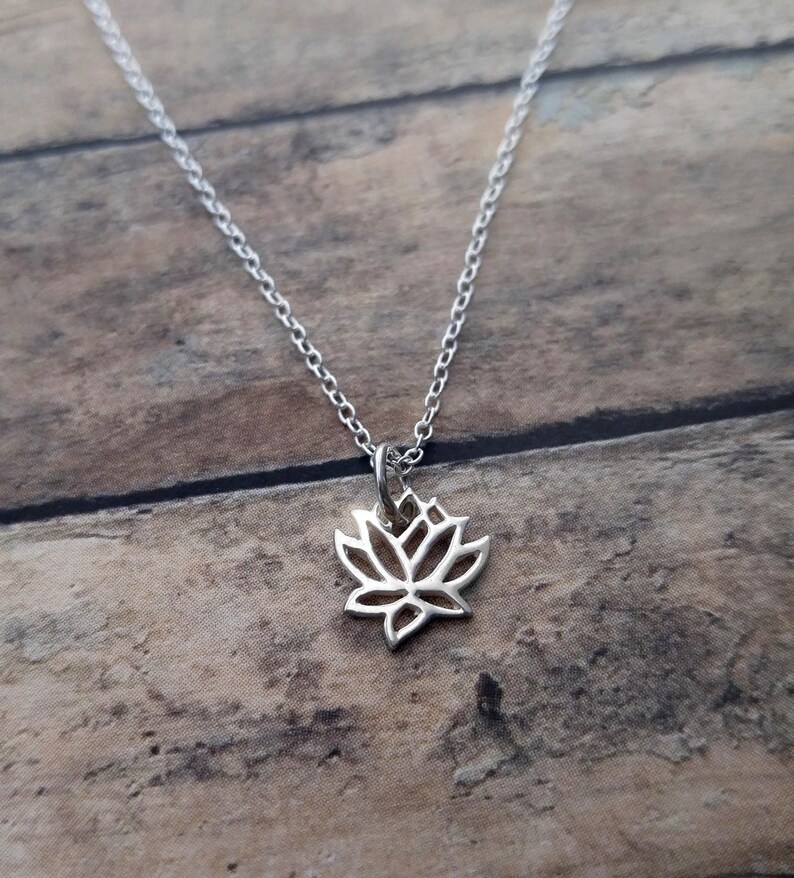 Lotus Flower Charm Necklace Lotus Necklace Cute Flower Etsy