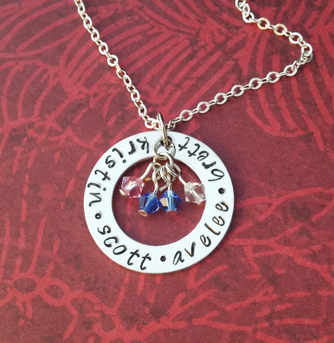 Personalized Family Necklace Necklace With Kids Names and Birthstones