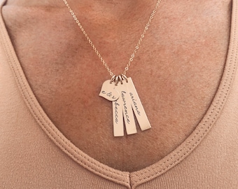 Necklace For Mom, Necklace With Kids Names, Vertical Bar Necklace