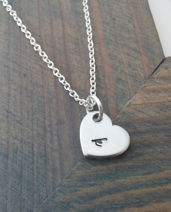 Initial Necklace Tiny Heart Charm Personalized With Your Initial