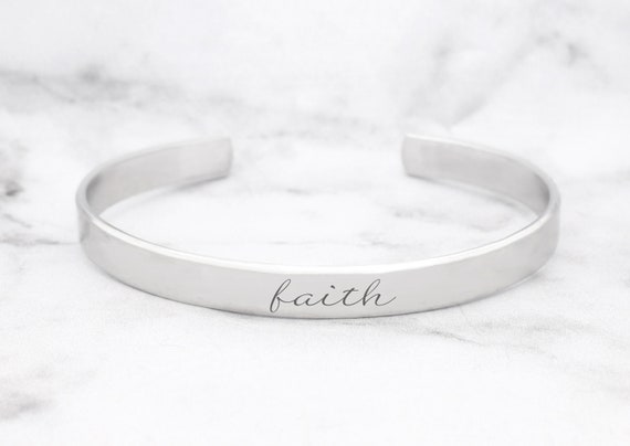 Faith Bracelet Religious Jewelry Personalized Cuff Gift for