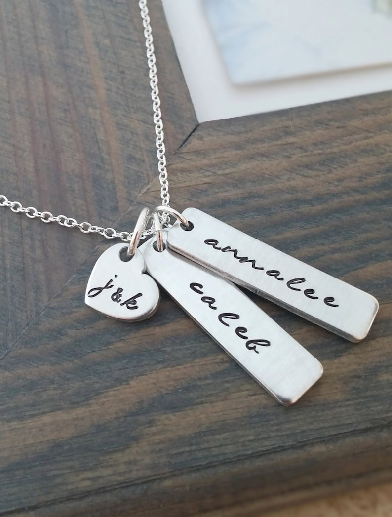 Personalized Necklace // Necklace with Kids Names and Parents Initials // Family Necklace 