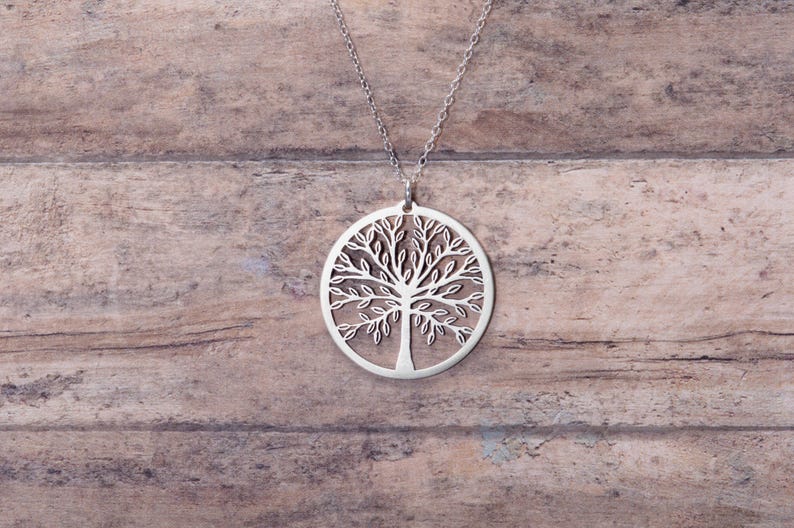 Family Tree Necklace, Tree Of Life Jewelry, Solid Sterling Silver, Exclusive GMJ Collection image 2