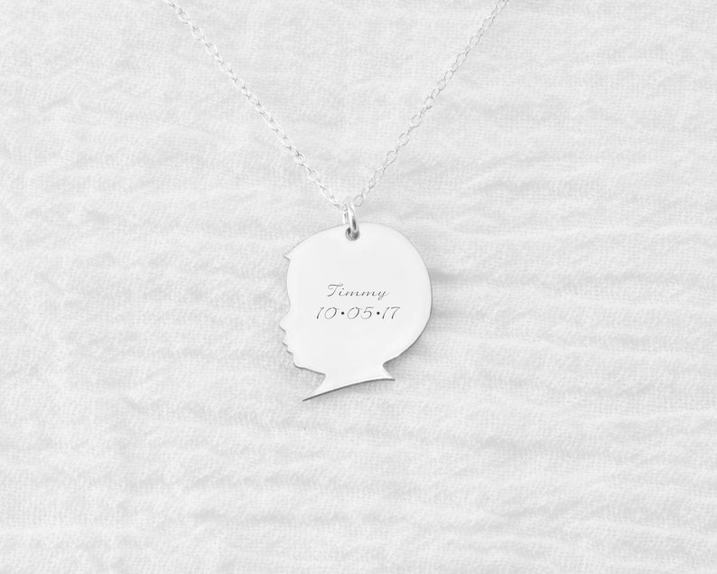 Silhouette Necklace Baby Silhouette Child Silhouette image 0