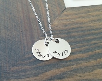 Personalized Jewelry // Sterling Silver Kids Names Necklace // Hand Stamped Necklace with Name Charms